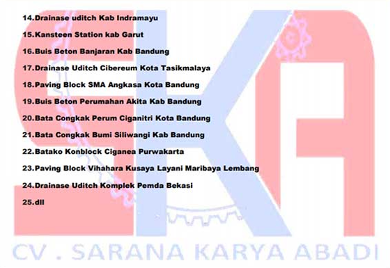Daftar proyek pabri cv sarana karya abadi