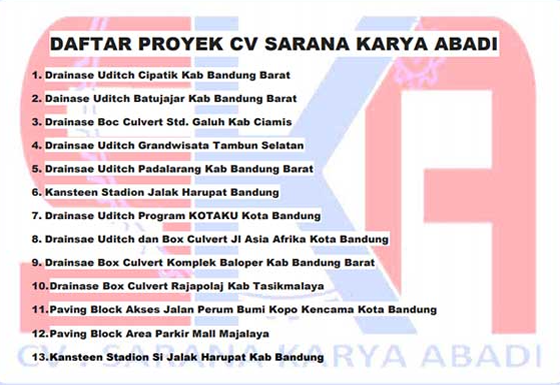 Daftar proyek perusahaan cv sarana karya abadi