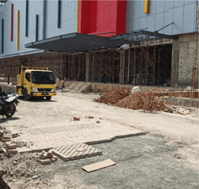 pemasangan paving block di mall majalaya