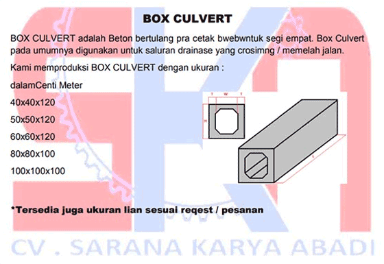 Produk box culvert cv sarana karya abadi